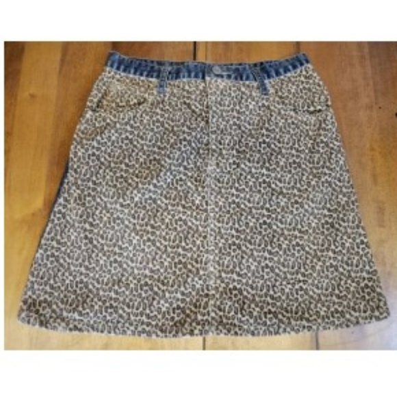 GAP Size 14 Denim and Leopard Print Woman's Mini-Skirt - Picture 1 of 7